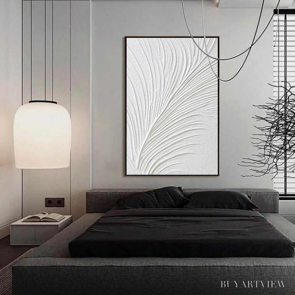 ARTOVITAS Plume – Textured Minimalist Wabi Sabi Feather Painting - image 4