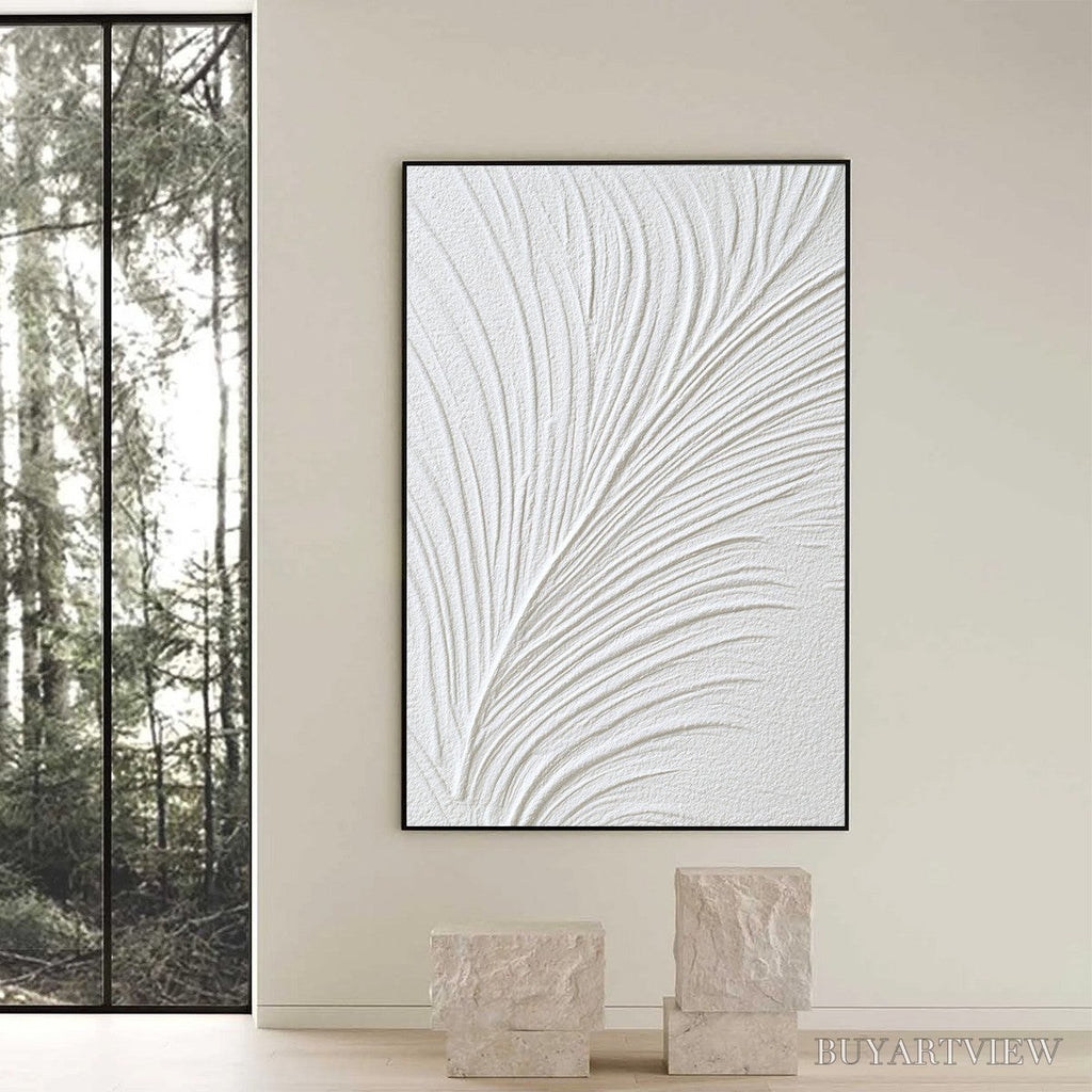 ARTOVITAS Plume – Textured Minimalist Wabi Sabi Feather Painting - image 6