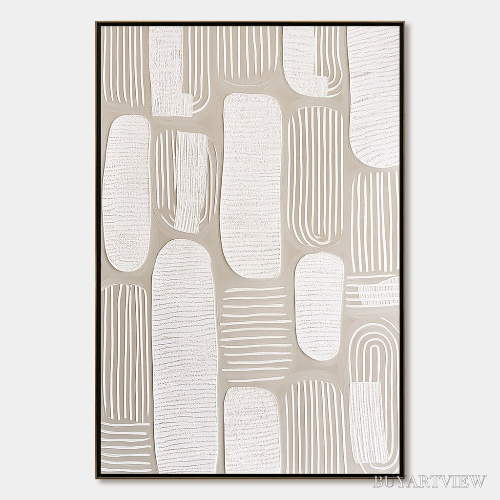 ARTOVITAS Quiet Rhythms – Textured Wabi Sabi Abstract Painting in Neutral Tones - image 1