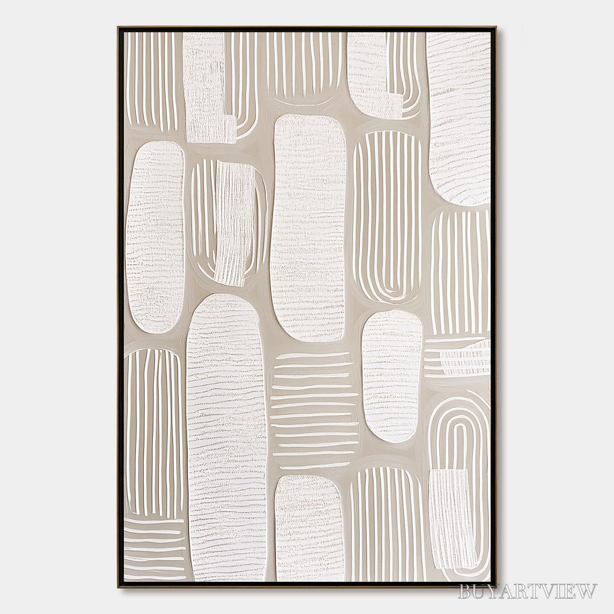 ARTOVITAS Quiet Rhythms – Textured Wabi Sabi Abstract Painting in Neutral Tones - image 1