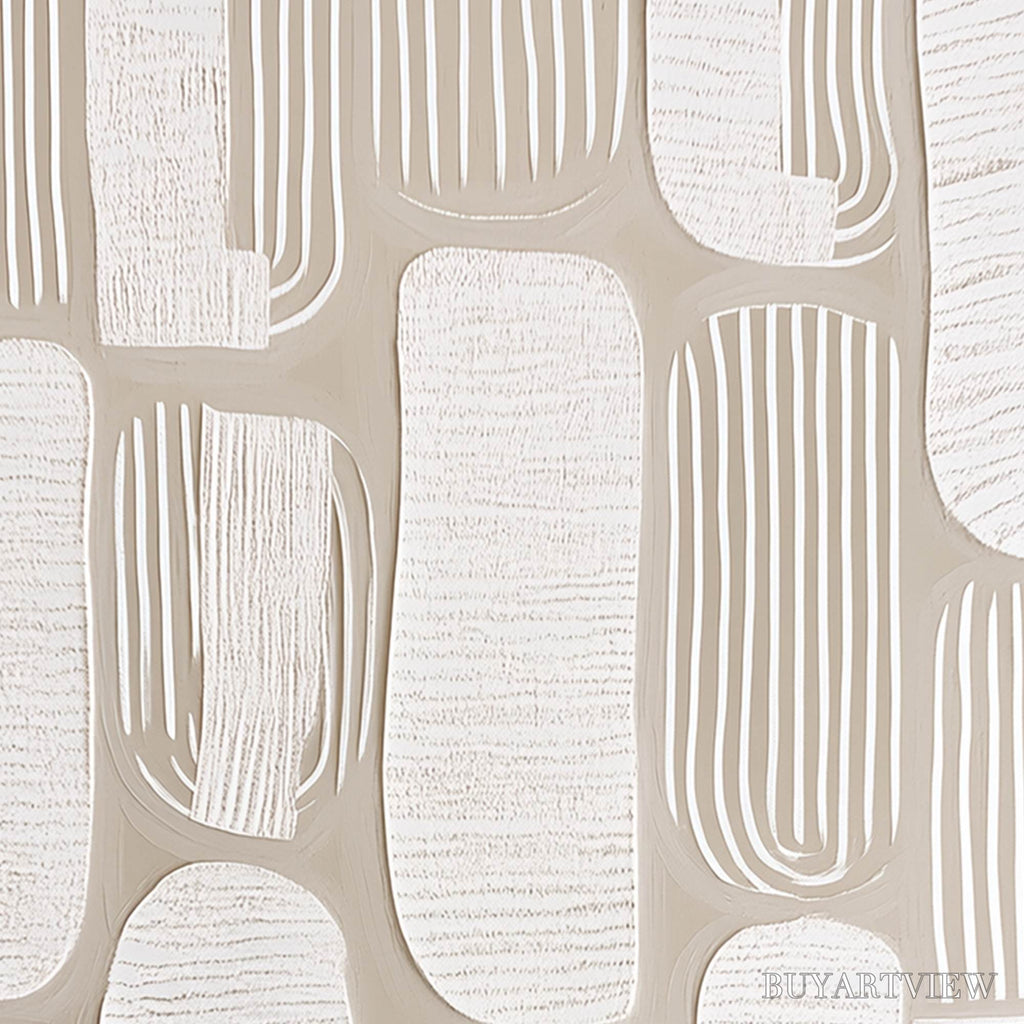 ARTOVITAS Quiet Rhythms – Textured Wabi Sabi Abstract Painting in Neutral Tones - image 3