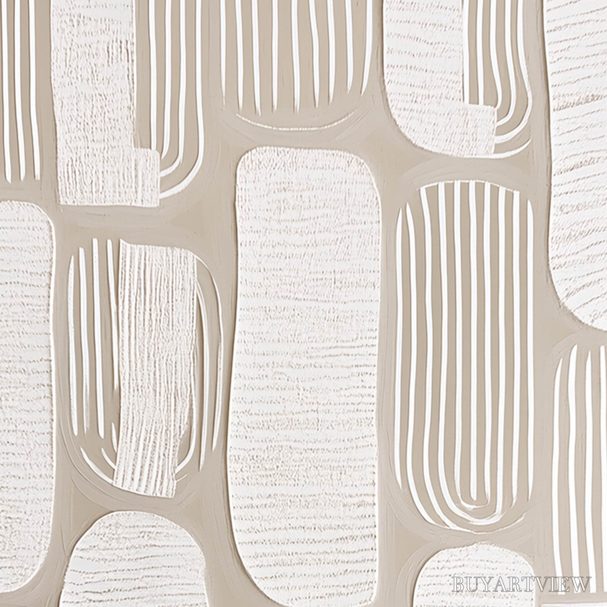ARTOVITAS Quiet Rhythms – Textured Wabi Sabi Abstract Painting in Neutral Tones - image 3