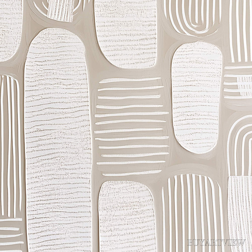 ARTOVITAS Quiet Rhythms – Textured Wabi Sabi Abstract Painting in Neutral Tones - image 5