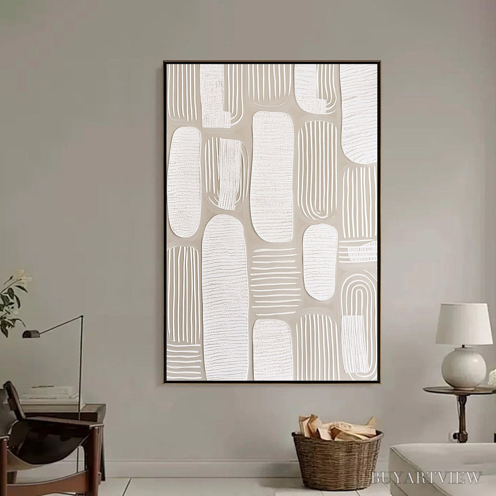 ARTOVITAS Quiet Rhythms – Textured Wabi Sabi Abstract Painting in Neutral Tones - image 6