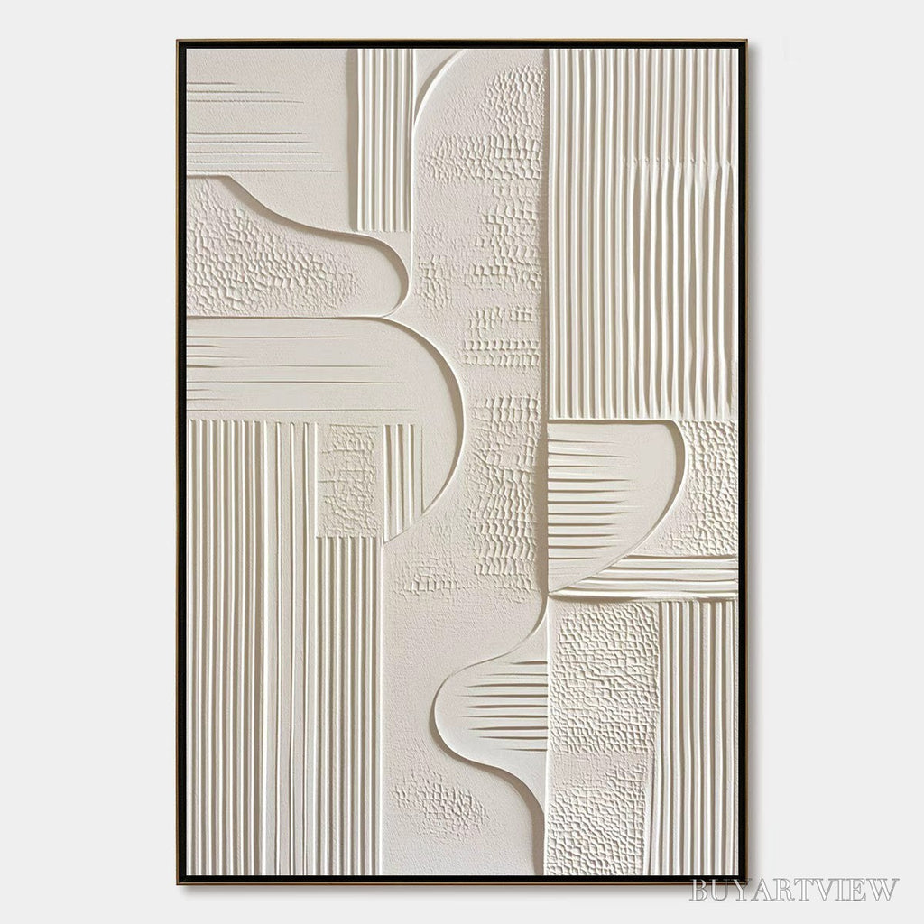 ARTOVITAS Structured Calm – Textured White Minimalist Abstract Wabi Sabi - image 1