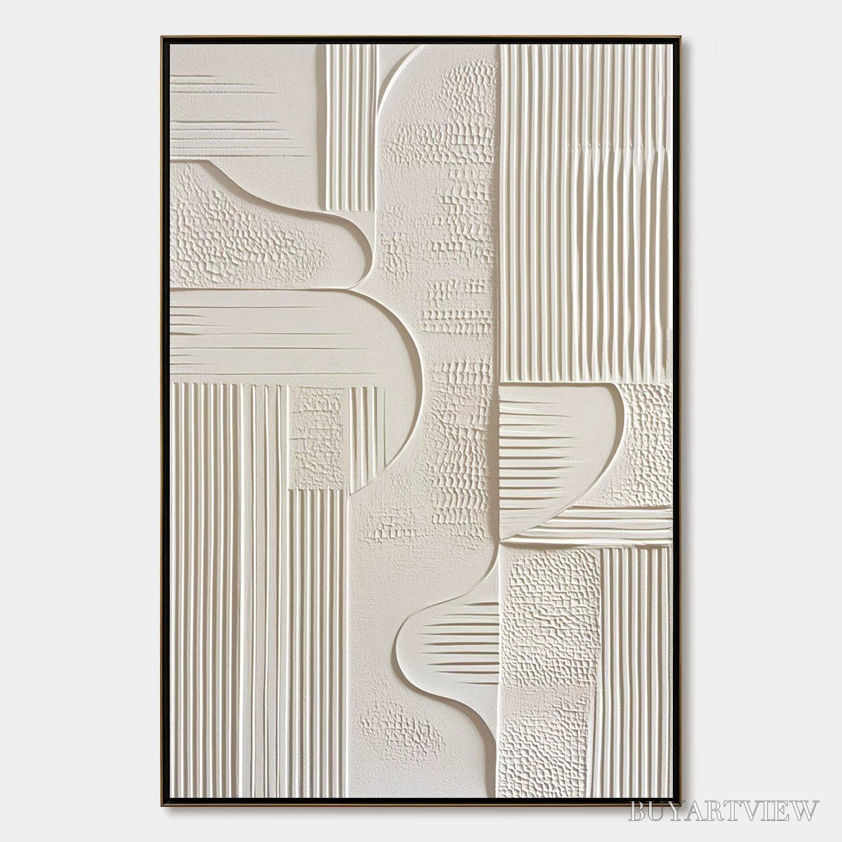 ARTOVITAS Structured Calm – Textured White Minimalist Abstract Wabi Sabi - image 1