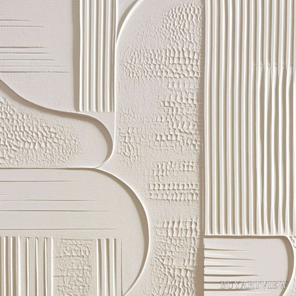 ARTOVITAS Structured Calm – Textured White Minimalist Abstract Wabi Sabi - image 3