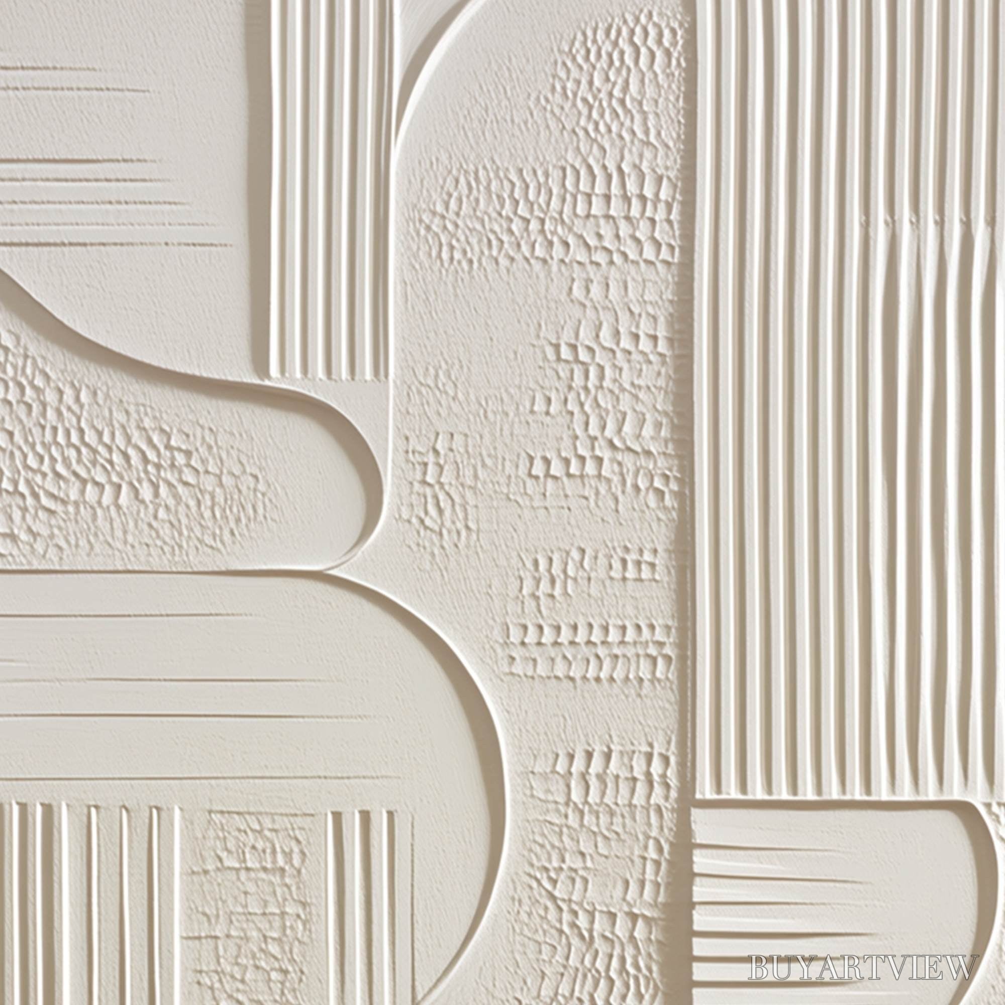 ARTOVITAS Structured Calm – Textured White Minimalist Abstract Wabi Sabi - image 3