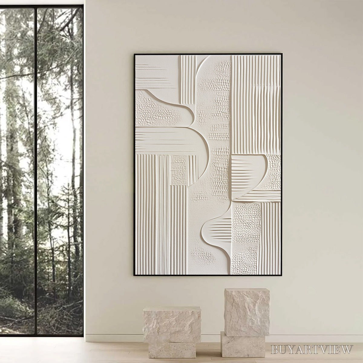 ARTOVITAS Structured Calm – Textured White Minimalist Abstract Wabi Sabi - image 6
