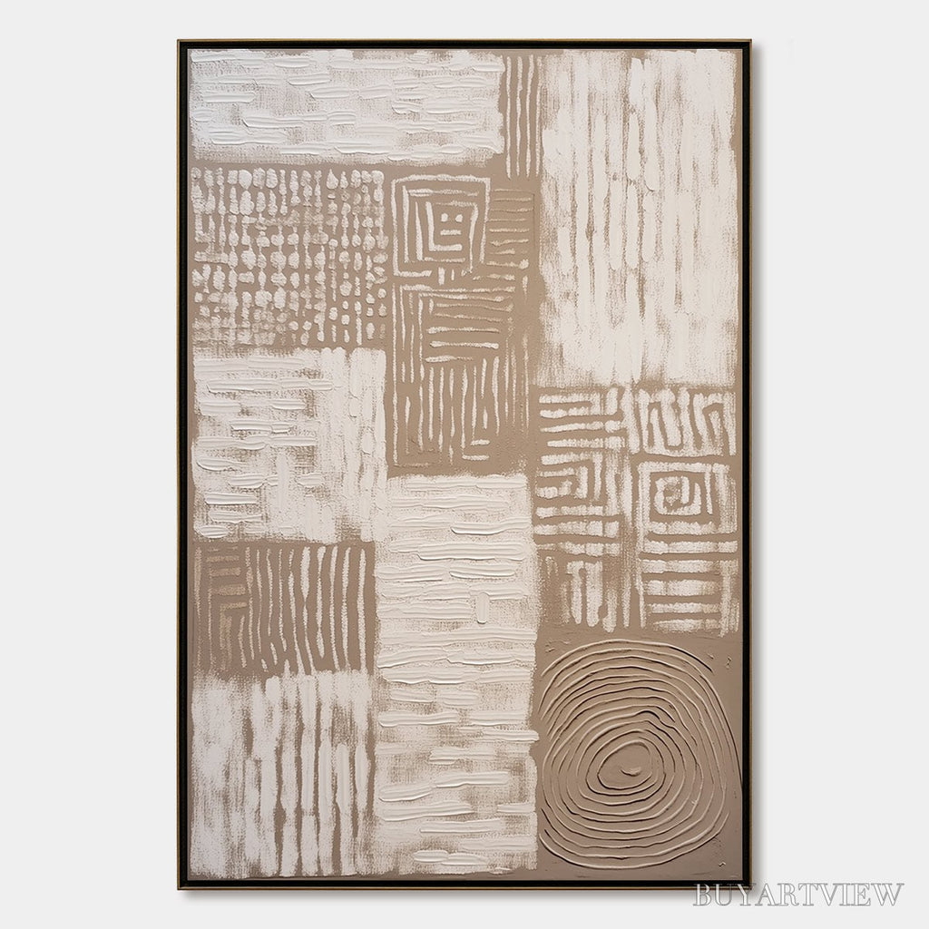ARTOVITAS Ancient Echoes – Textured Wabi Sabi Abstract Painting in Neutral Tones - image 1