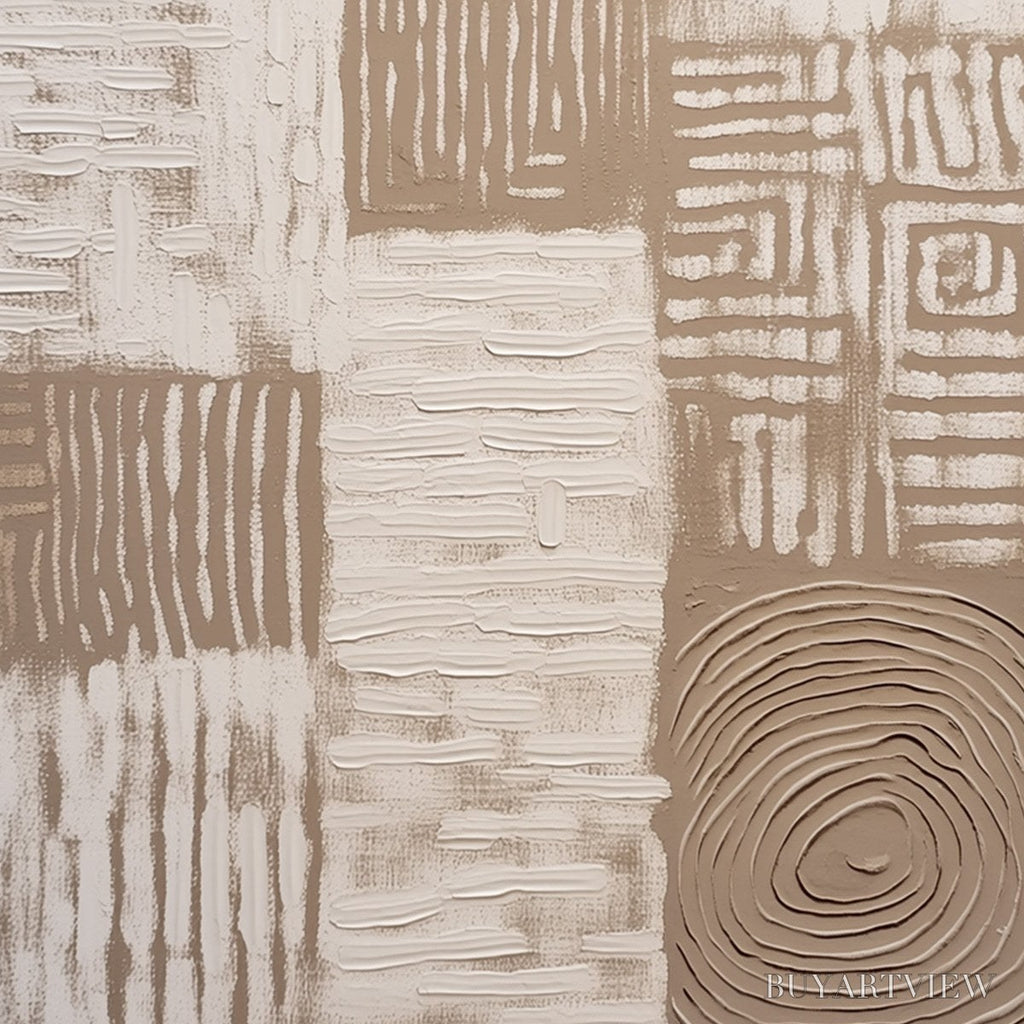 ARTOVITAS Ancient Echoes – Textured Wabi Sabi Abstract Painting in Neutral Tones - image 3