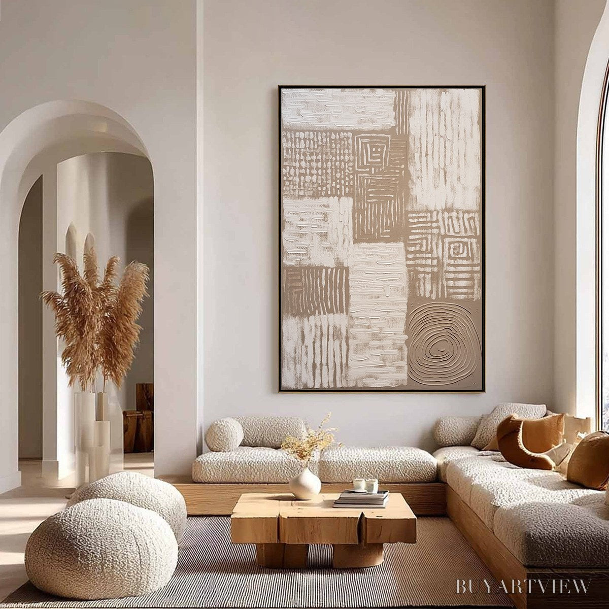ARTOVITAS Ancient Echoes – Textured Wabi Sabi Abstract Painting in Neutral Tones - image 4