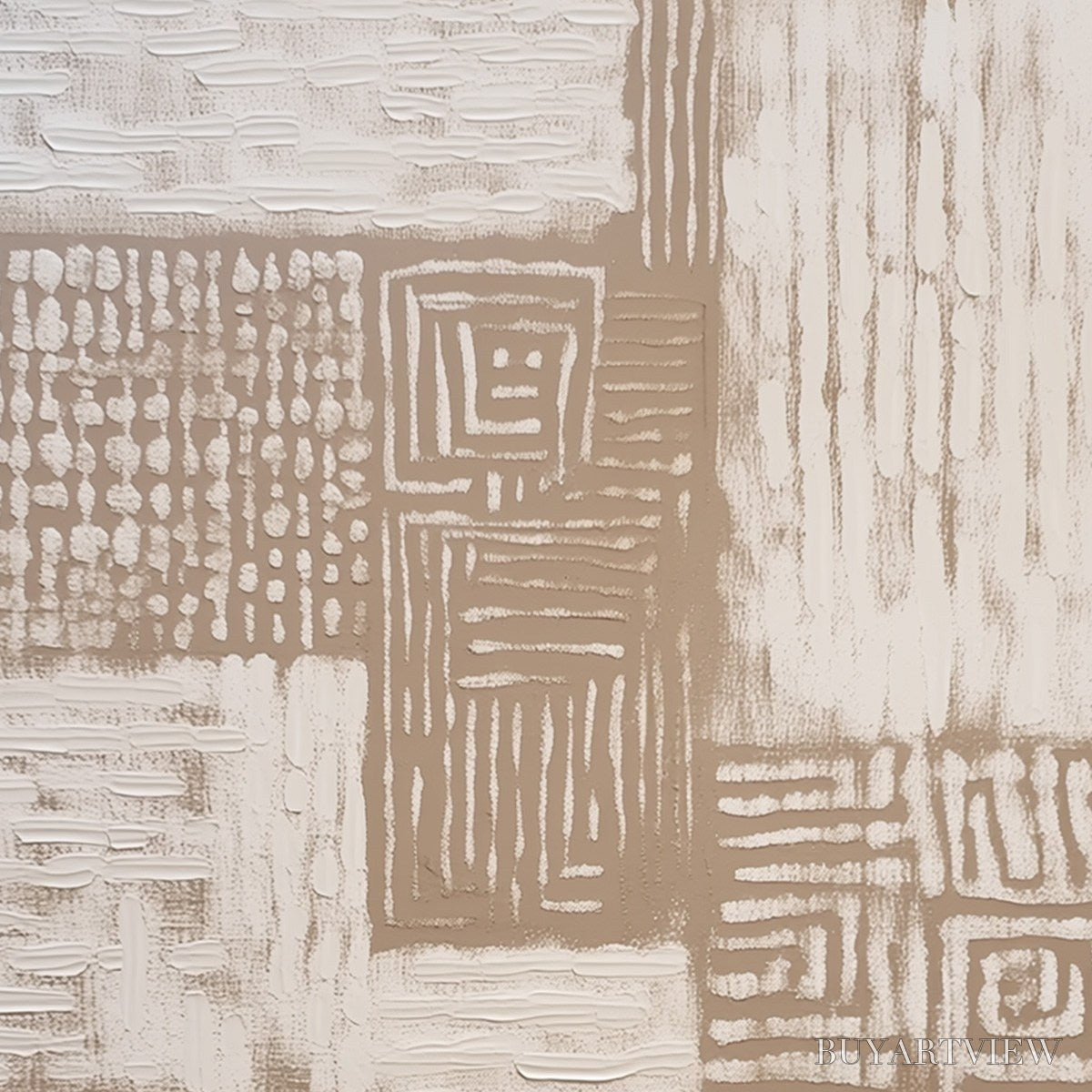 ARTOVITAS Ancient Echoes – Textured Wabi Sabi Abstract Painting in Neutral Tones - image 5