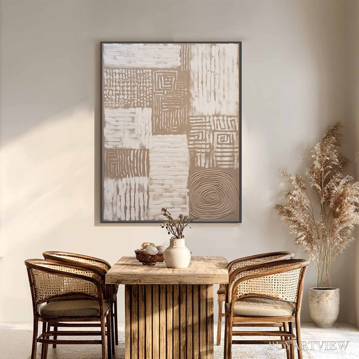 ARTOVITAS Ancient Echoes – Textured Wabi Sabi Abstract Painting in Neutral Tones - image 6
