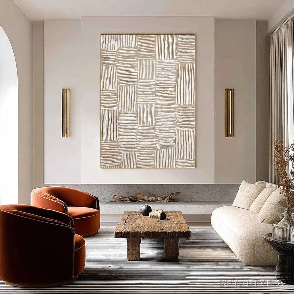 ARTOVITAS Woven Calm – Hand-Painted Wabi Sabi Textured Abstract Art - image 2