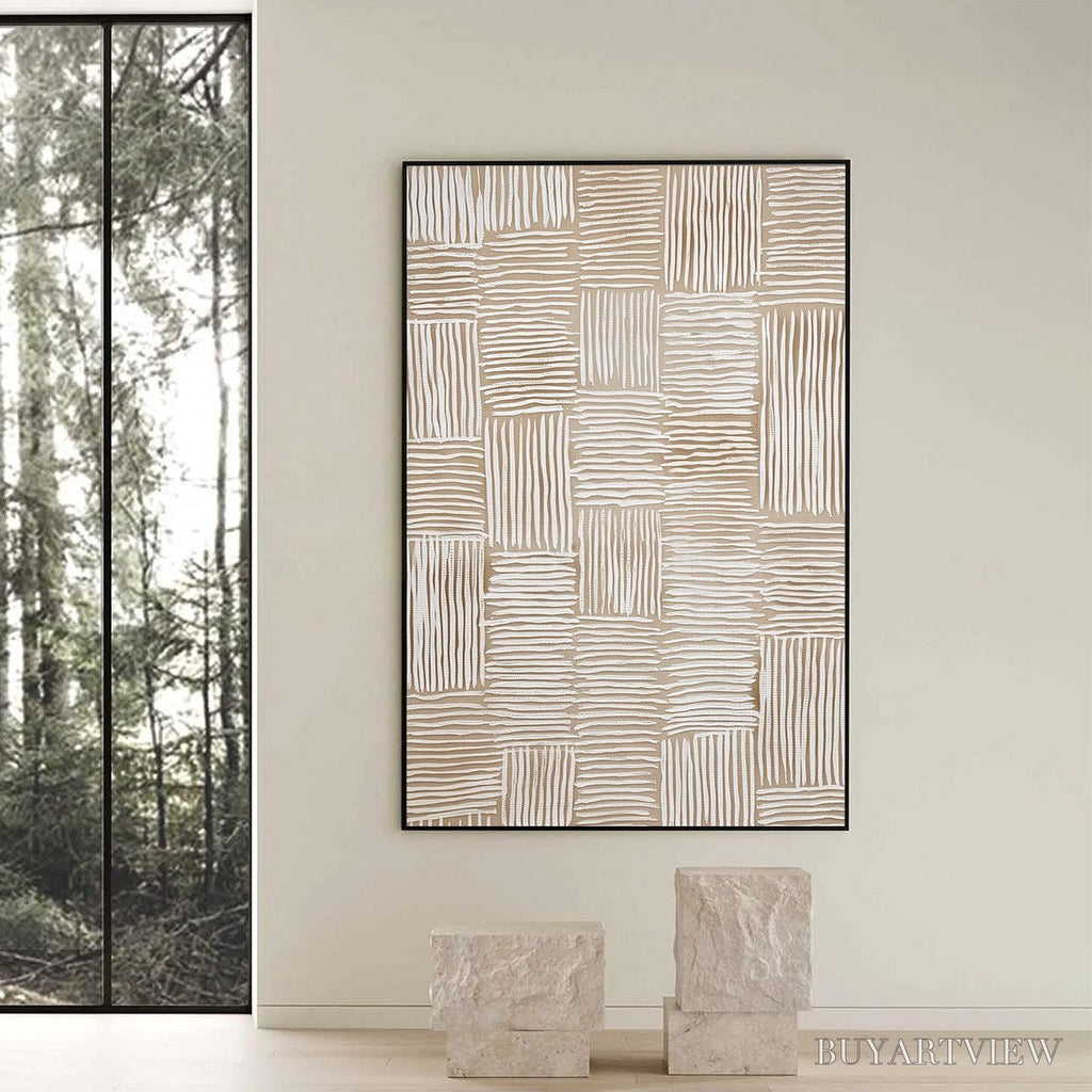 ARTOVITAS Woven Calm – Hand-Painted Wabi Sabi Textured Abstract Art - image 6