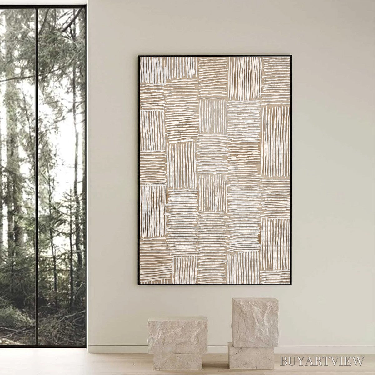 ARTOVITAS Woven Calm – Hand-Painted Wabi Sabi Textured Abstract Art - image 6