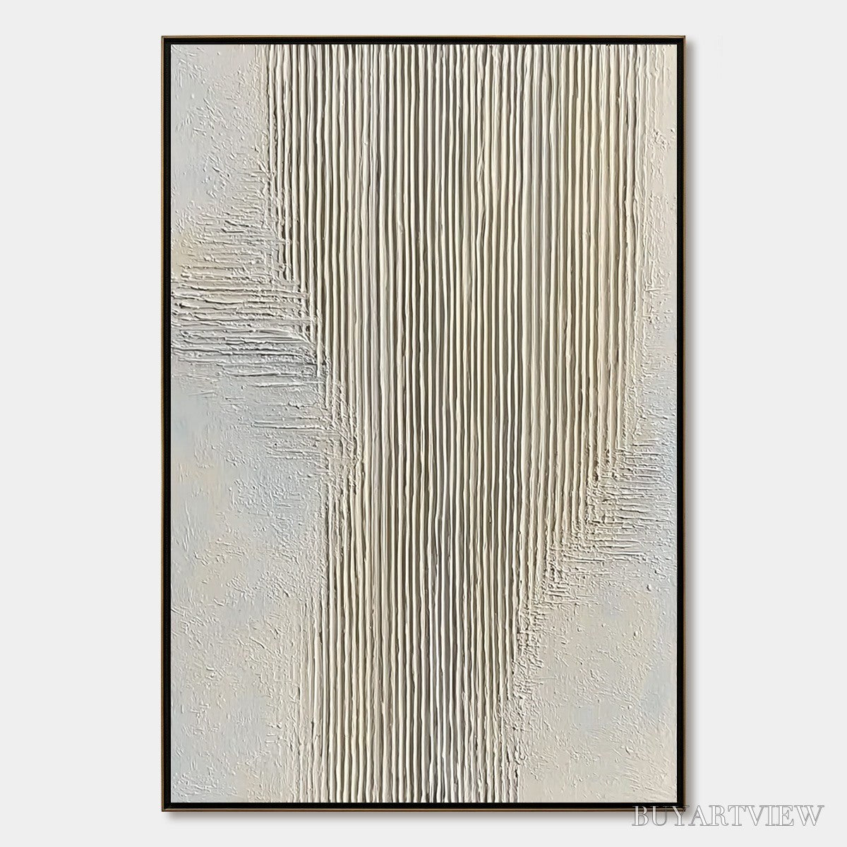 ARTOVITAS Serene Stria – Wabi Sabi Textured Vertical Abstract Painting - image 1