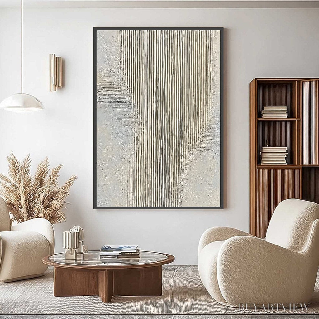 ARTOVITAS Serene Stria – Wabi Sabi Textured Vertical Abstract Painting - image 4