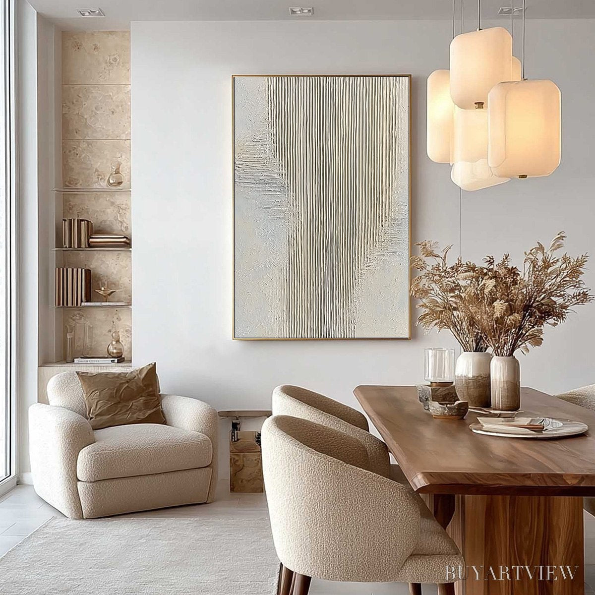 ARTOVITAS Serene Stria – Wabi Sabi Textured Vertical Abstract Painting - image 6