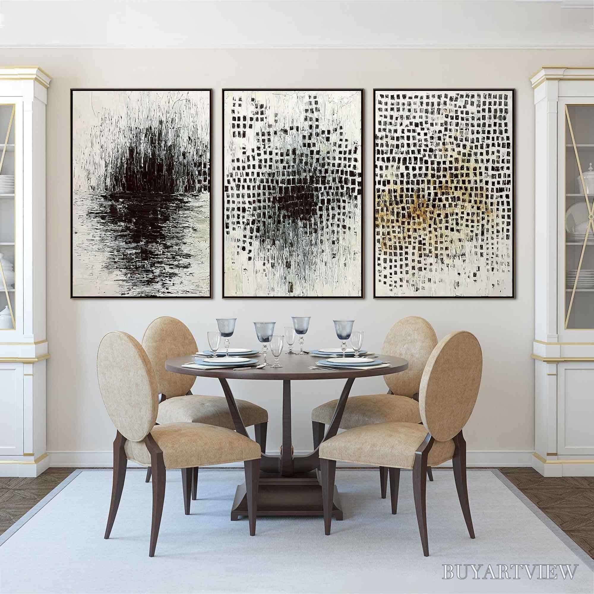 ARTOVITAS Monochrome Metamorphosis – Wabi Sabi Textured Abstract Triptych - image 6