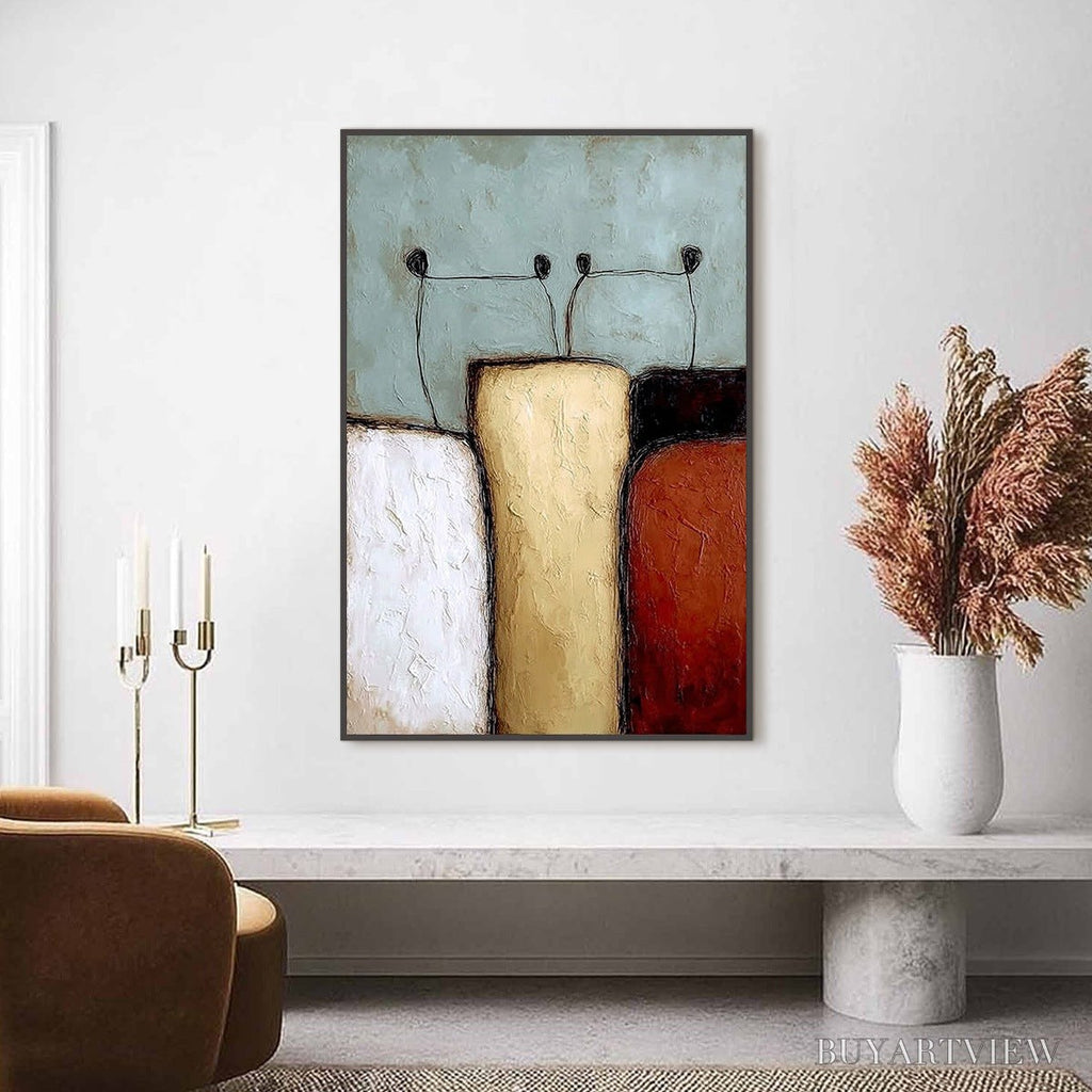 ARTOVITAS the Gathering – Textured Wabi Sabi Abstract Painting of Earthy Forms - image 2