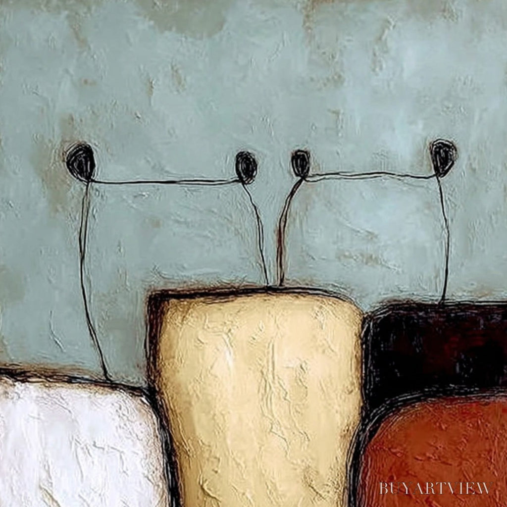ARTOVITAS the Gathering – Textured Wabi Sabi Abstract Painting of Earthy Forms - image 3