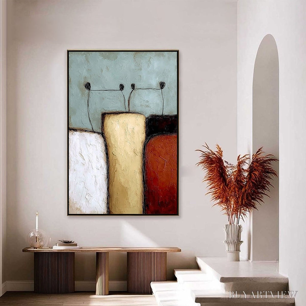 ARTOVITAS the Gathering – Textured Wabi Sabi Abstract Painting of Earthy Forms - image 4