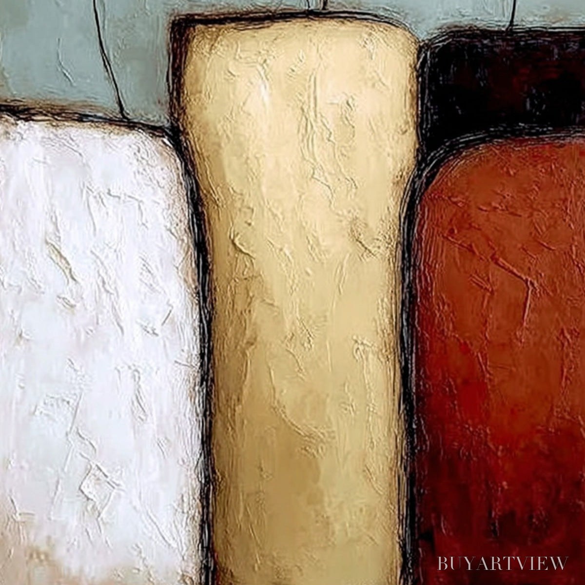 ARTOVITAS the Gathering – Textured Wabi Sabi Abstract Painting of Earthy Forms - image 5