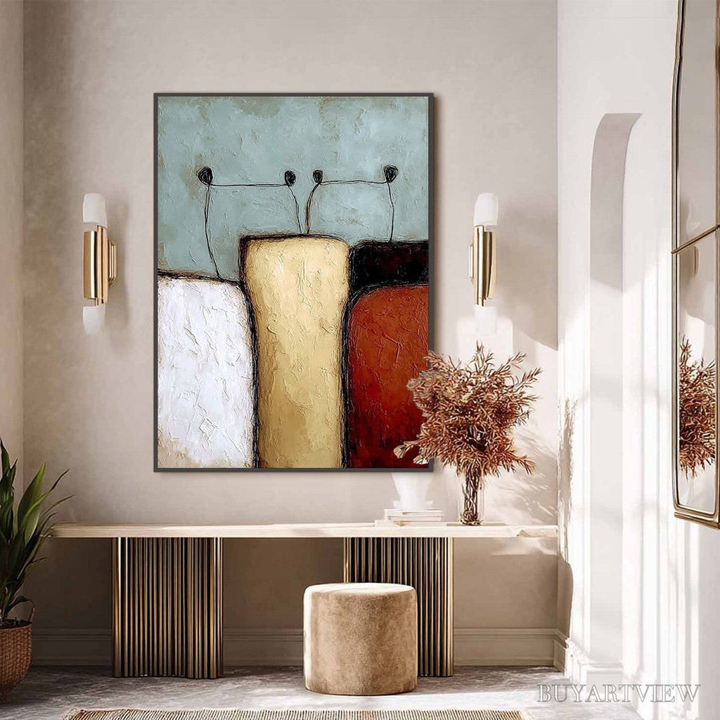 ARTOVITAS the Gathering – Textured Wabi Sabi Abstract Painting of Earthy Forms - image 6