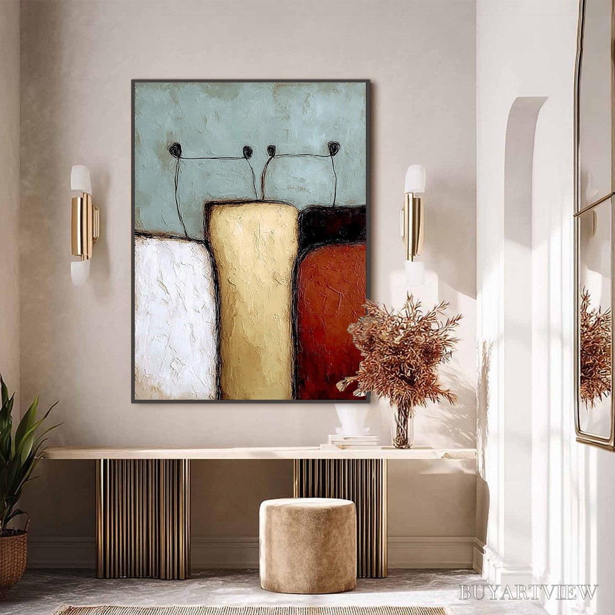 ARTOVITAS the Gathering – Textured Wabi Sabi Abstract Painting of Earthy Forms - image 6