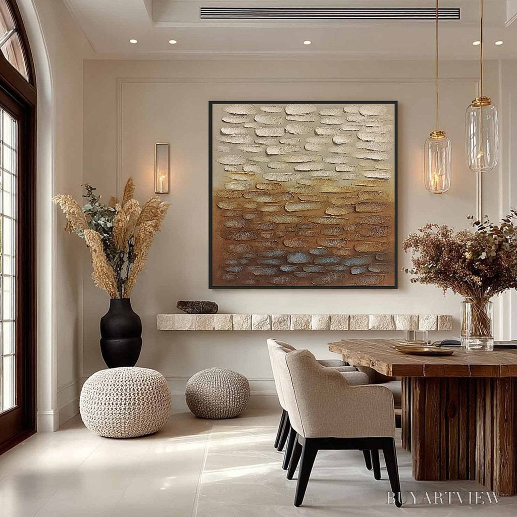 ARTOVITAS Earthen Strata – Textured Abstract Wabi Sabi Oil Painting on Canvas - image 4