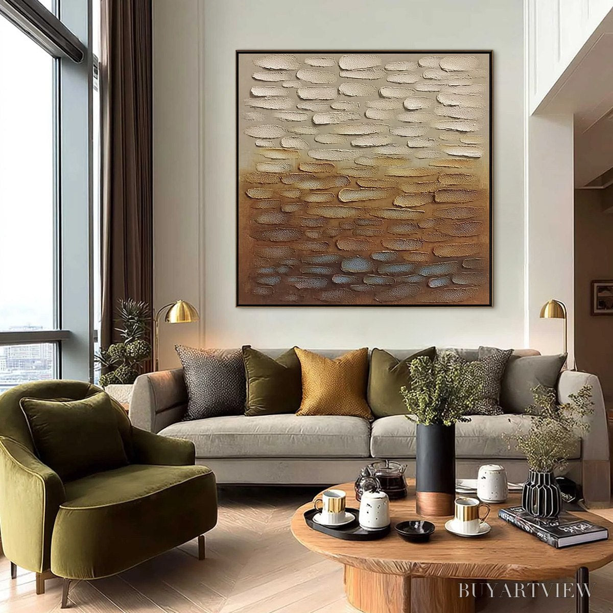 ARTOVITAS Earthen Strata – Textured Abstract Wabi Sabi Oil Painting on Canvas - image 6