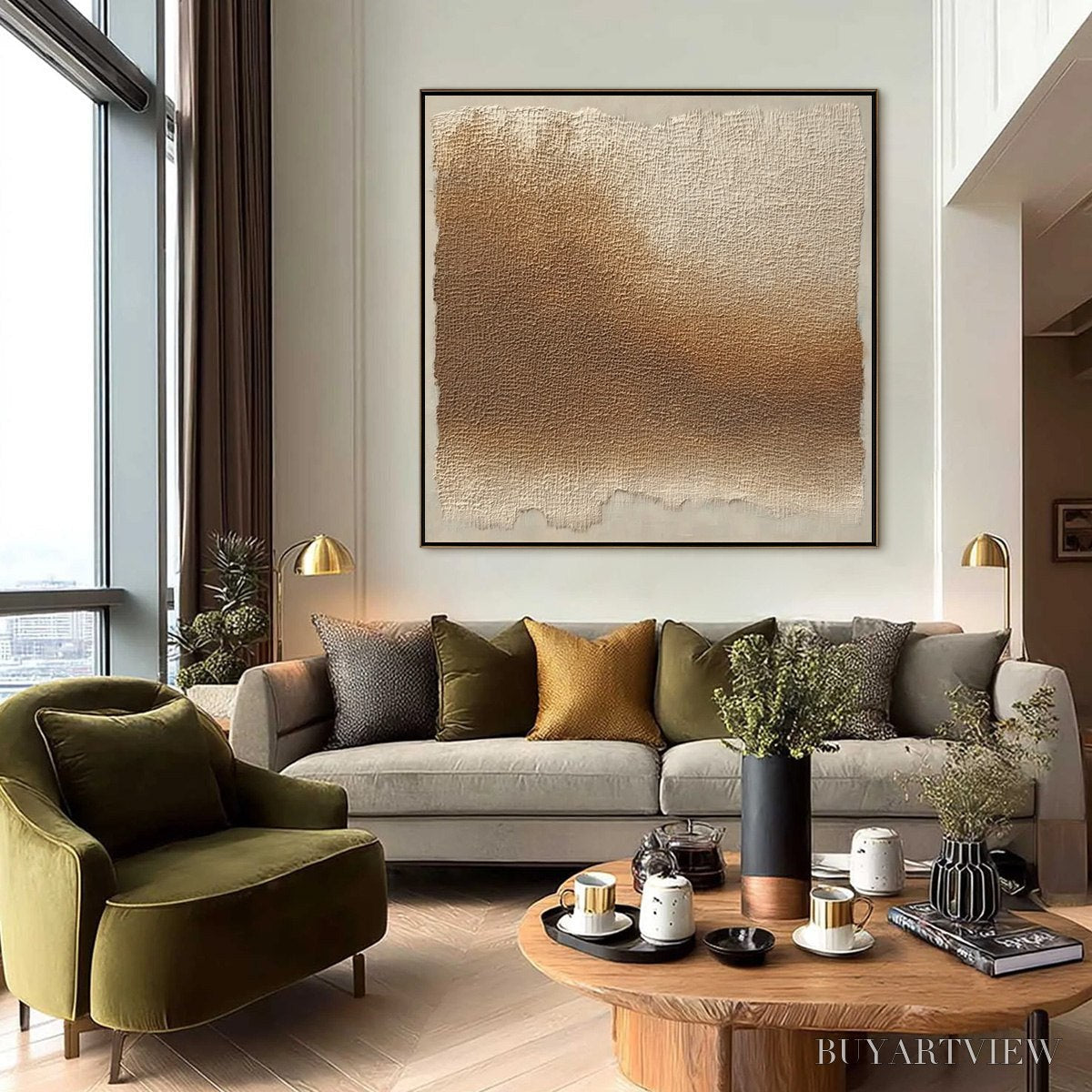 ARTOVITAS Earthen Veil – Large Textured Wabi Sabi Abstract Painting - image 2