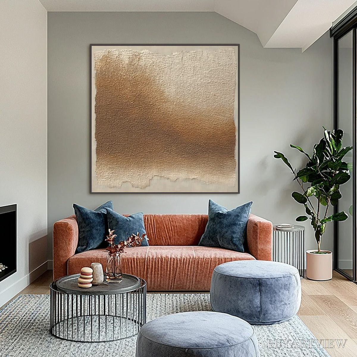 ARTOVITAS Earthen Veil – Large Textured Wabi Sabi Abstract Painting - image 6