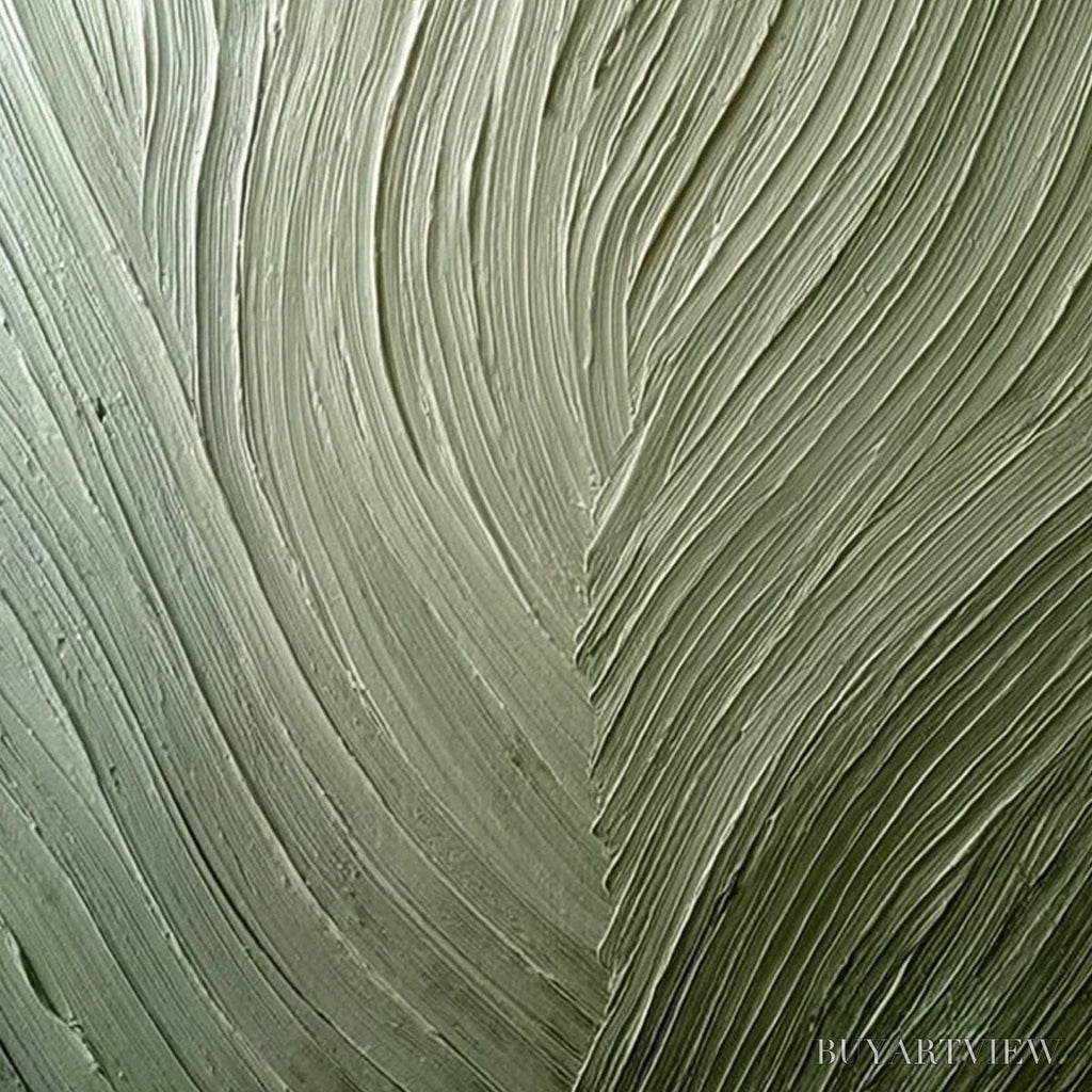 ARTOVITAS Earthen Weave – Textured Green and Beige Wabi Sabi Abstract Painting - image 3