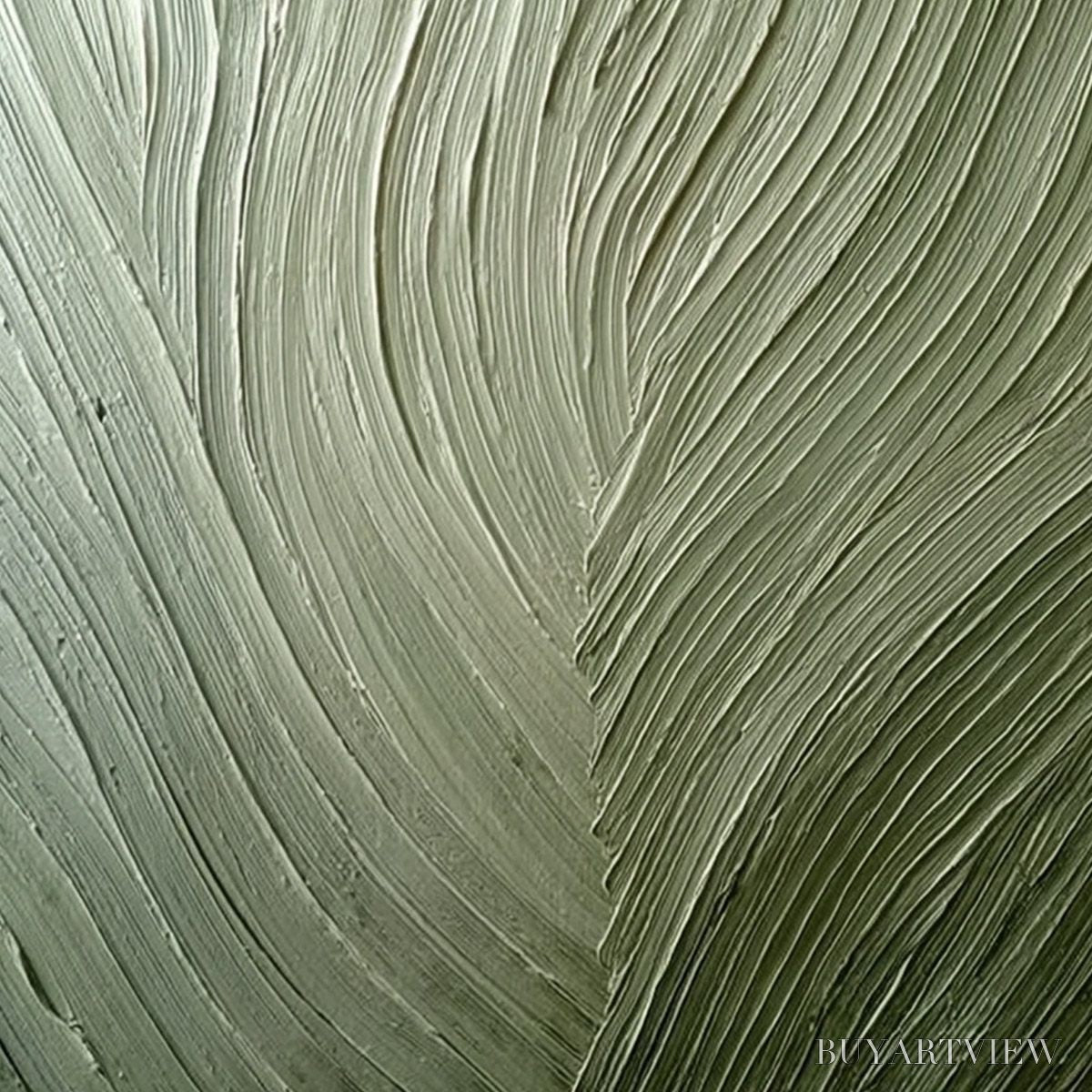ARTOVITAS Earthen Weave – Textured Green and Beige Wabi Sabi Abstract Painting - image 3