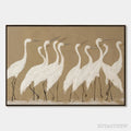 ARTOVITAS Coastal Congregation – Textured Wabi Sabi Egret Painting on Neutral Canvas - image 1