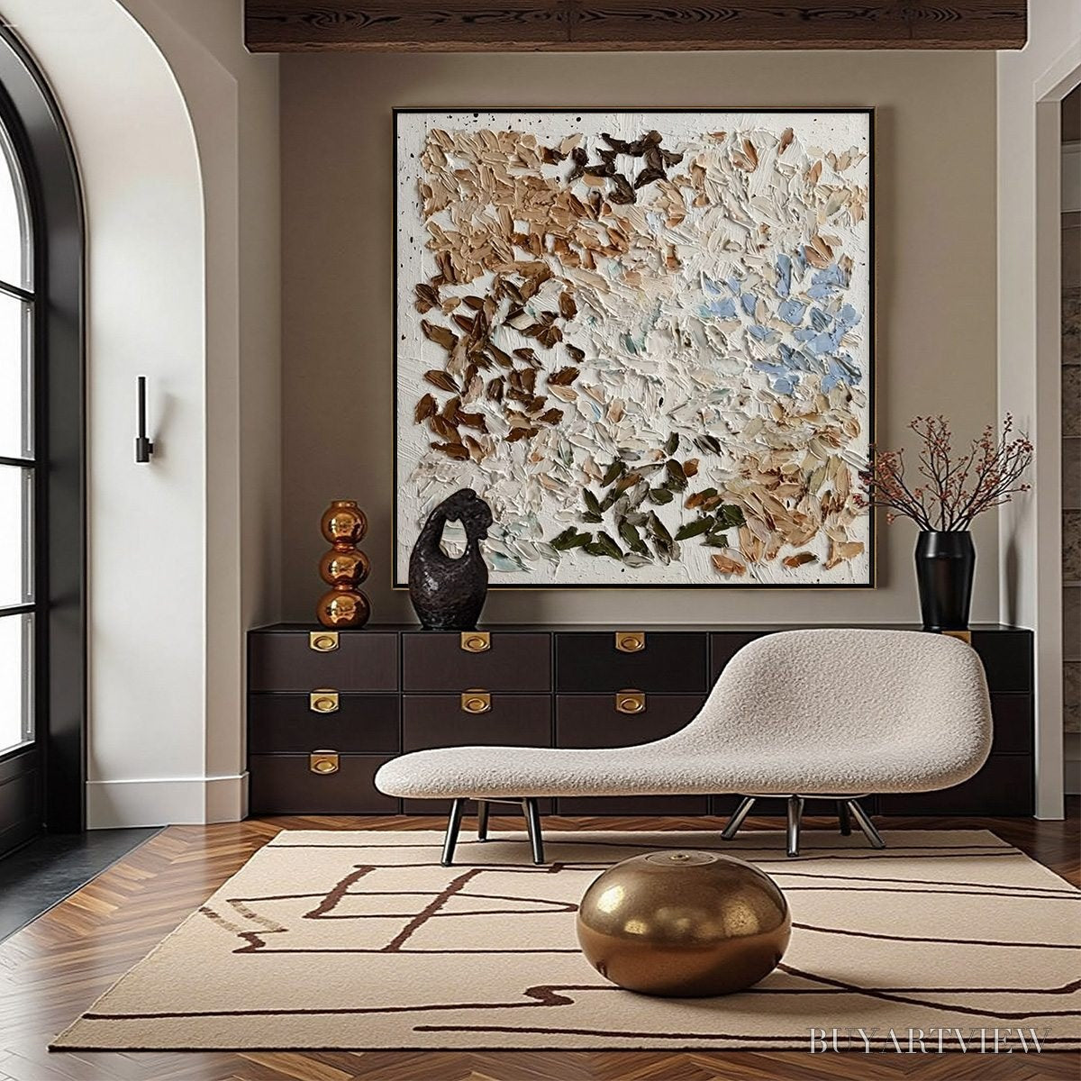 ARTOVITAS Earth'S Mosaic – Textured Wabi Sabi Abstract Impasto Painting - image 4