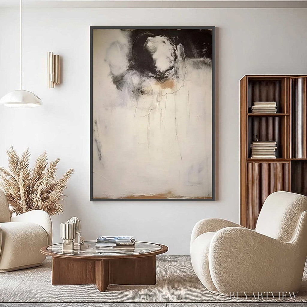 ARTOVITAS Echoes of Silence – Large Vertical Wabi Sabi Abstract Painting - image 2