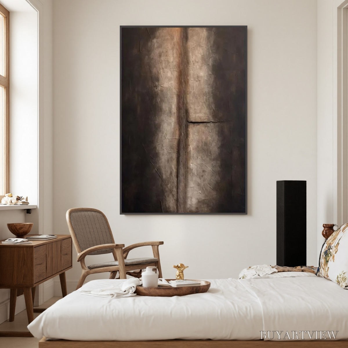 ARTOVITAS Fissure – Large Textured Wabi Sabi Abstract Painting in Earth Tones - image 2