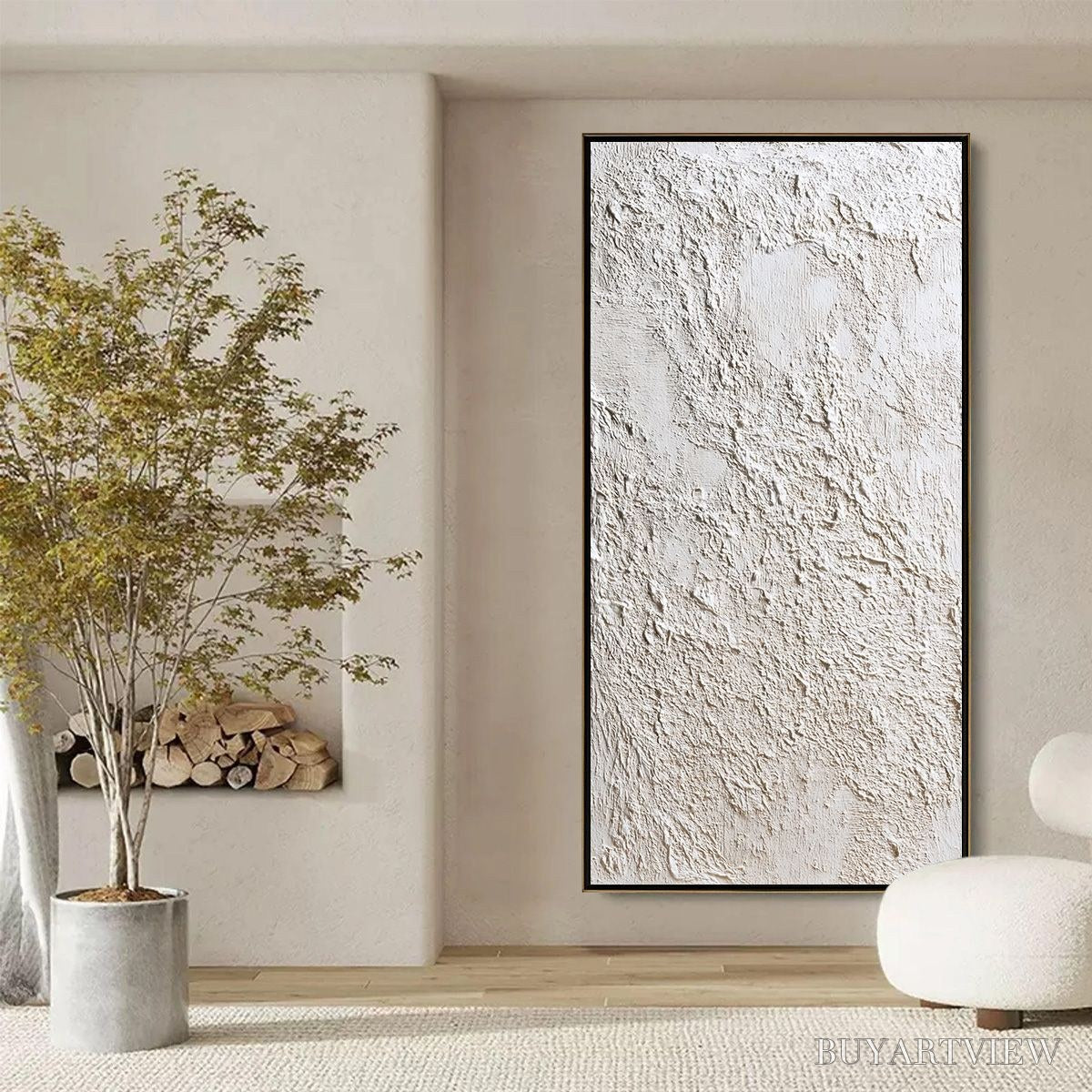 ARTOVITAS Terra Alba – Textured White Wabi Sabi Minimalist Painting - image 6