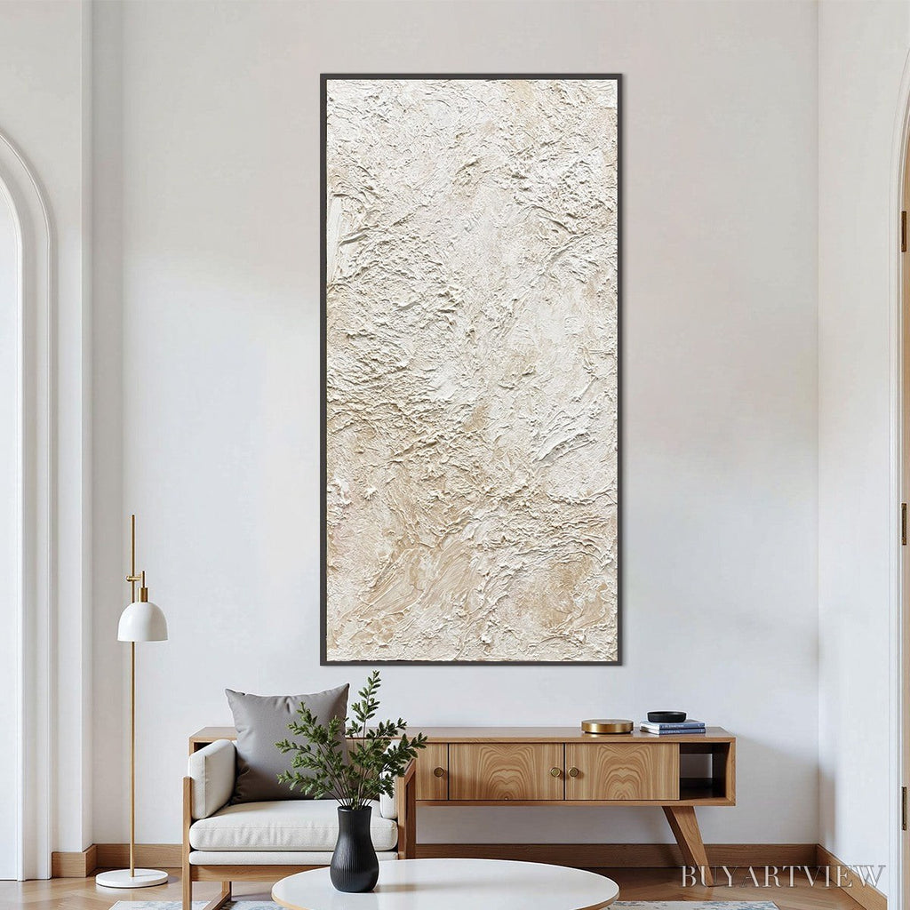 ARTOVITAS Alabaster Veil – Textured Wabi Sabi Minimalist Painting - image 2