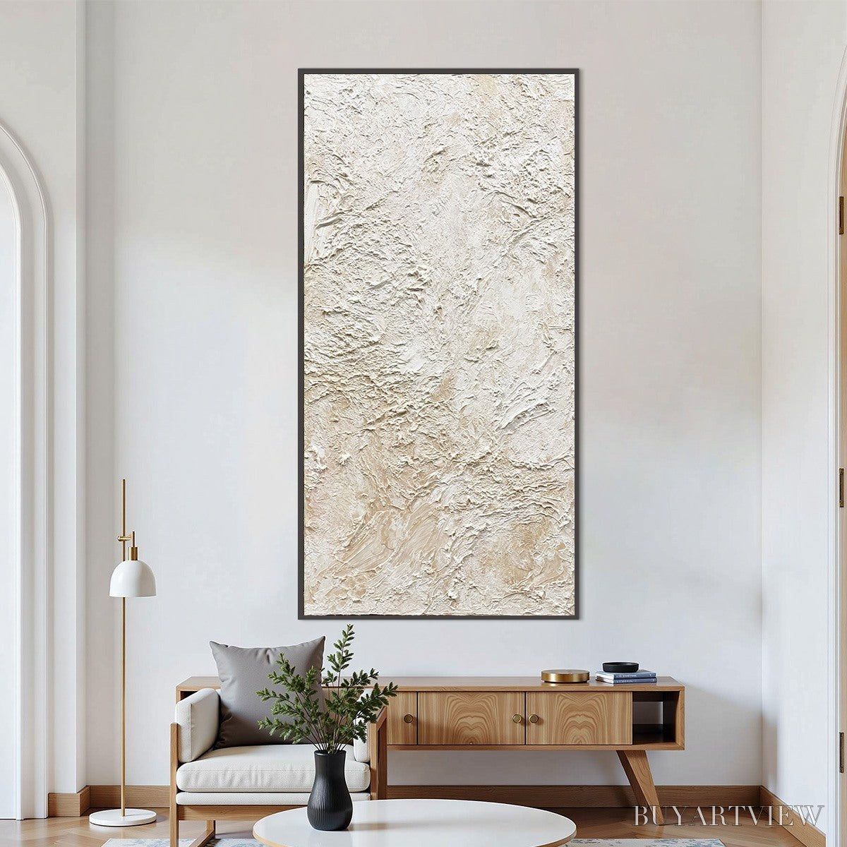 ARTOVITAS Alabaster Veil – Textured Wabi Sabi Minimalist Painting - image 2