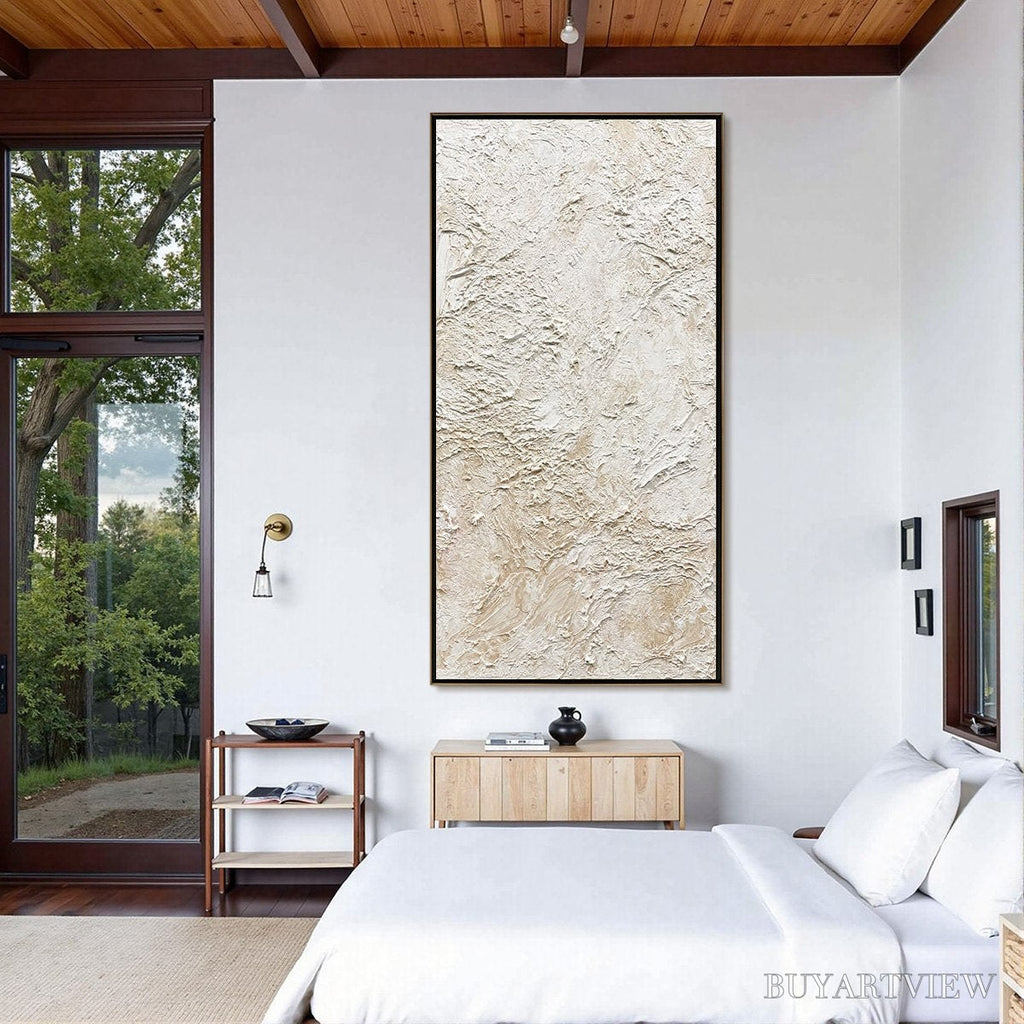 ARTOVITAS Alabaster Veil – Textured Wabi Sabi Minimalist Painting - image 4