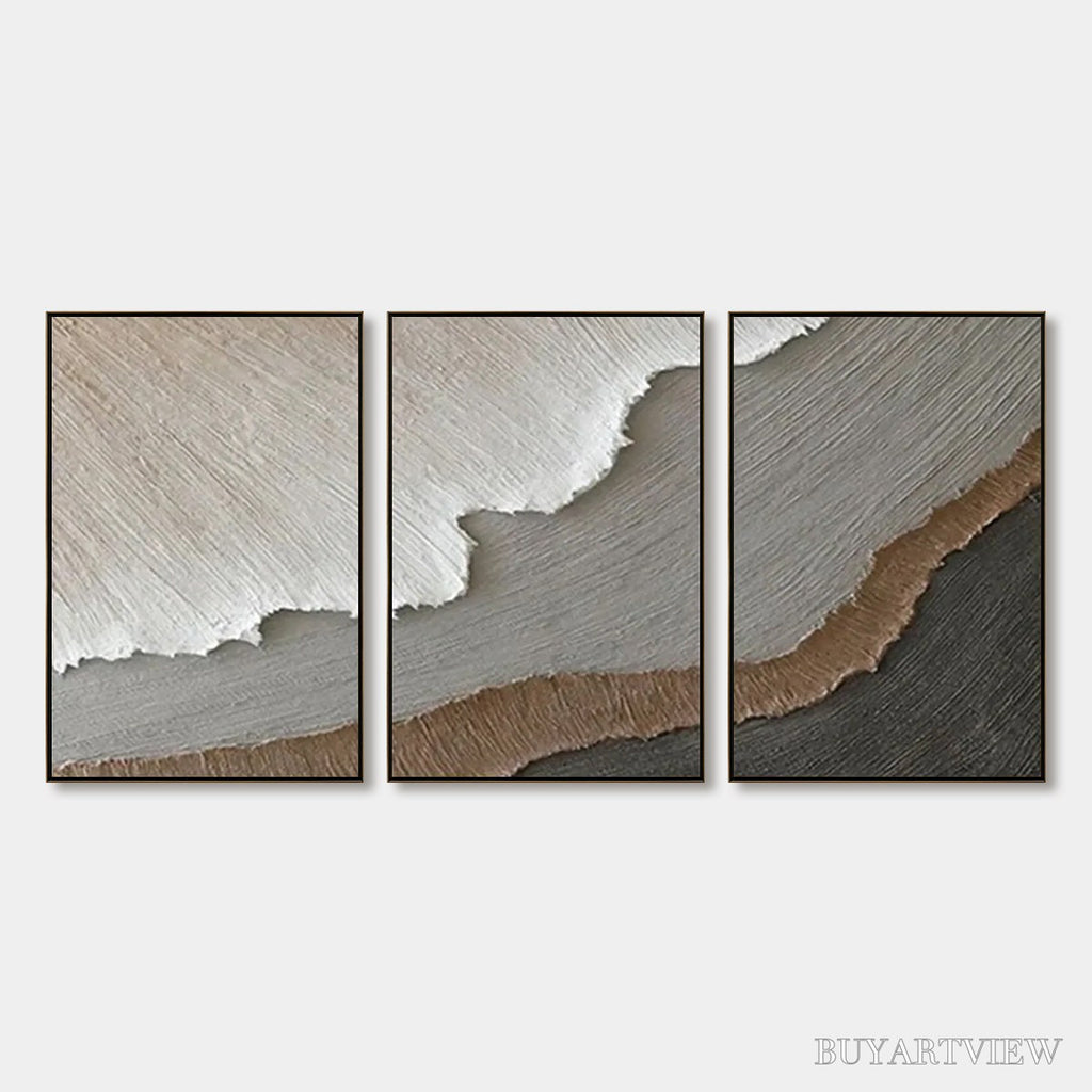 ARTOVITAS Terra Firma – Textured Abstract Earth Tones Triptych Painting - image 1