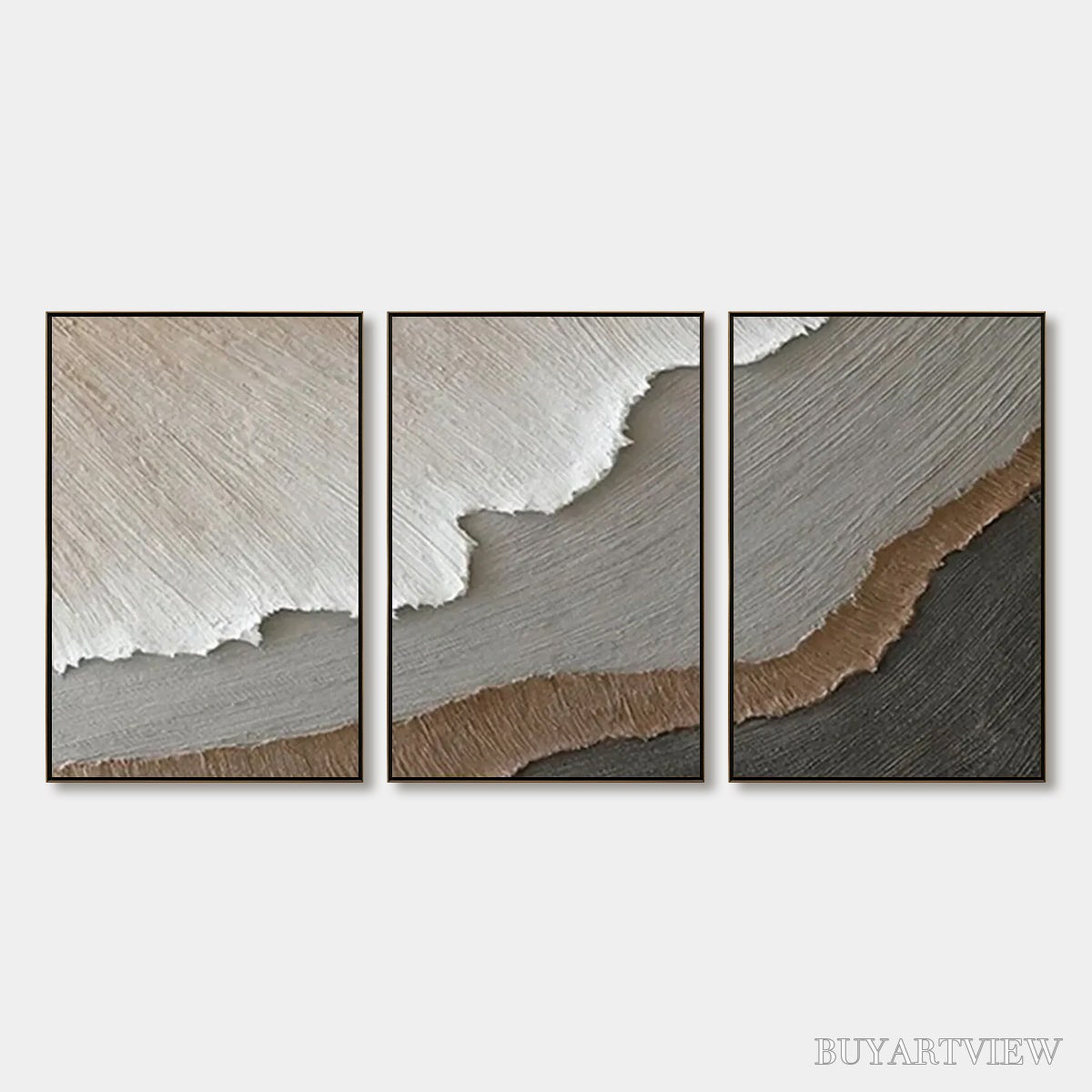ARTOVITAS Terra Firma – Textured Abstract Earth Tones Triptych Painting - image 1