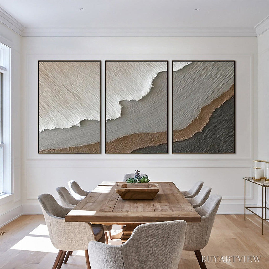 ARTOVITAS Terra Firma – Textured Abstract Earth Tones Triptych Painting - image 2