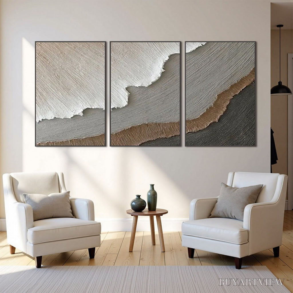 ARTOVITAS Terra Firma – Textured Abstract Earth Tones Triptych Painting - image 5