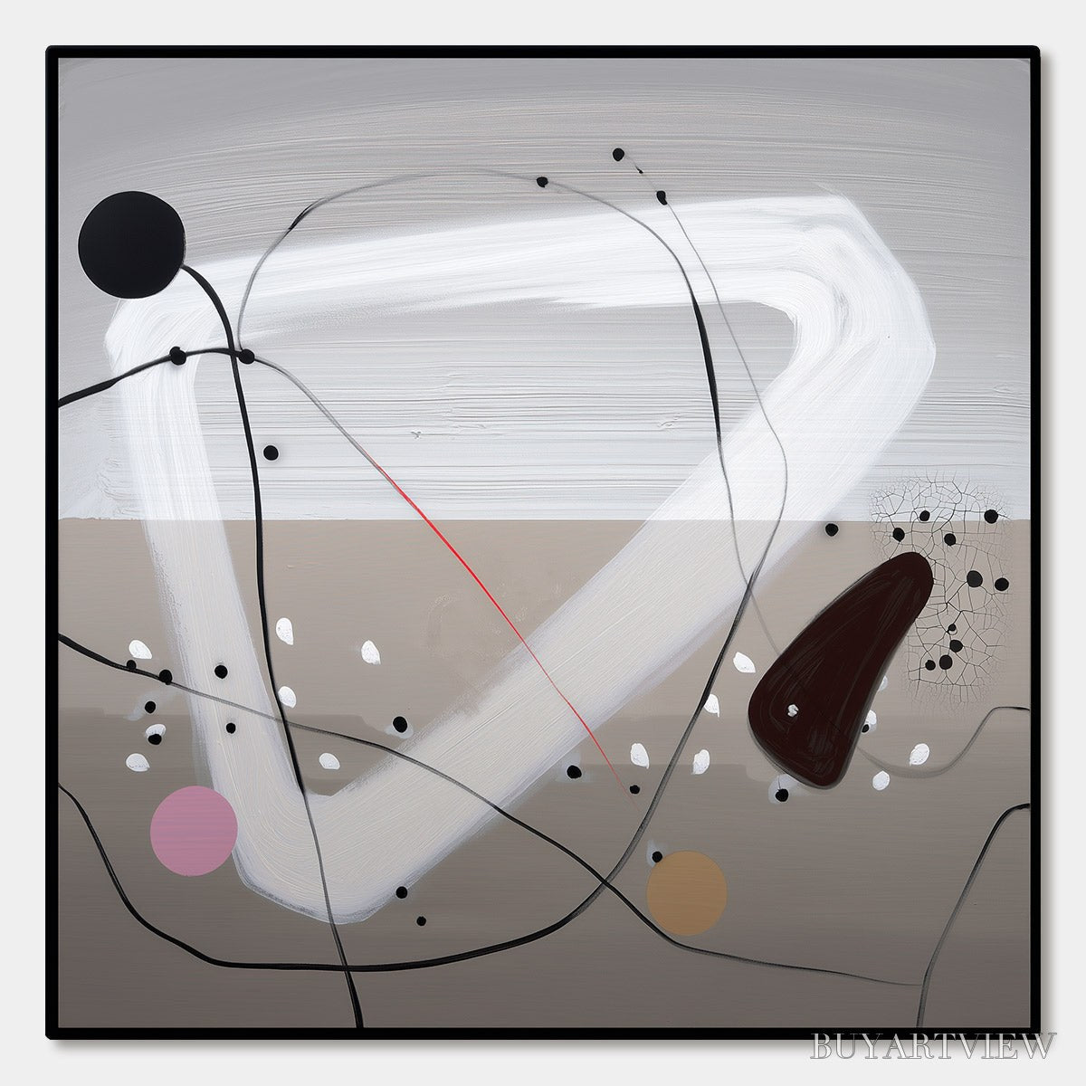 ARTOVITAS Taupe Triptych – Minimalist Abstract Oil Painting - image 1